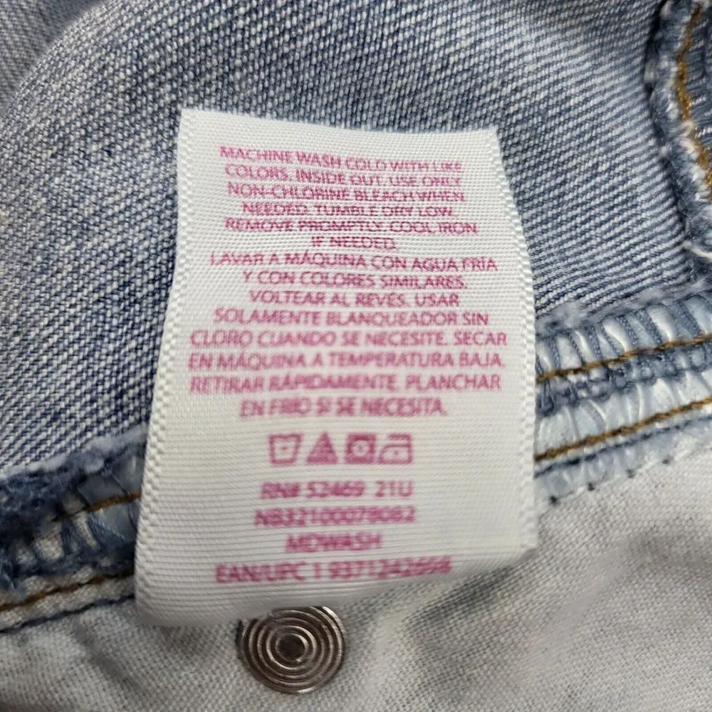 No Boundaries NOBO Destructed Mom Jeans 19‎ Super High Rise Raw Hem Medium Wash